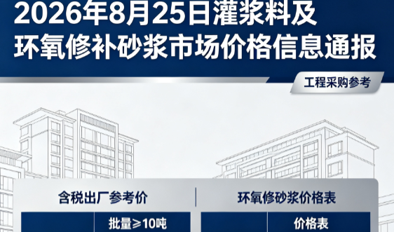 宾阳2026年8月25日灌浆料及环氧修补砂浆市场价格信息通报